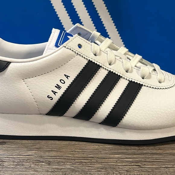 NWT Adidas Originals SAMOA Men's Shoes - White/Black Stripes - 675033 - Picture 5 of 12